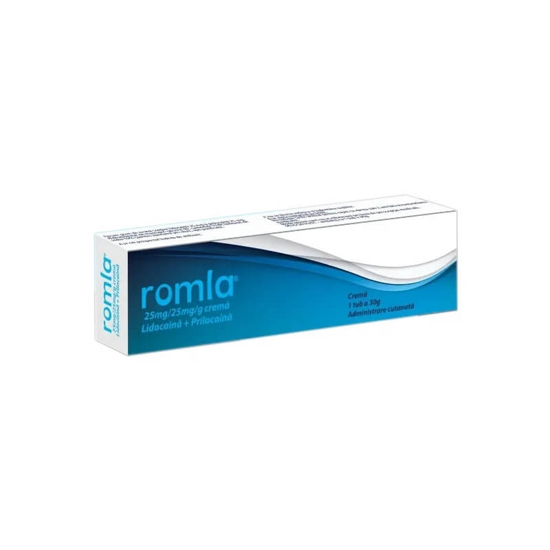 Crema anestezica cu lidocaina si prilocaina Romla 25mg/25mg/g, 30 g, Elantis Farma