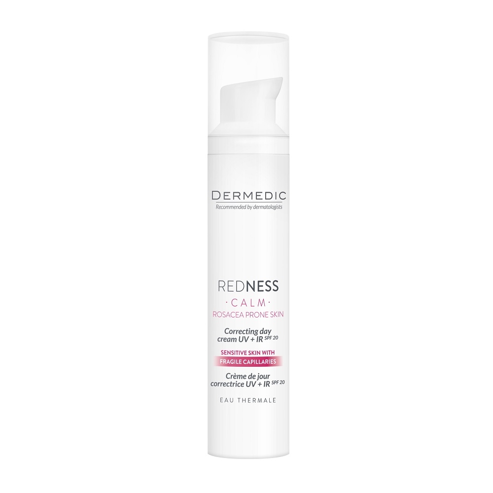 Crema corectoare de zi piele cuperozica UV+IR Redness Calm, 40 ml, Dermedic