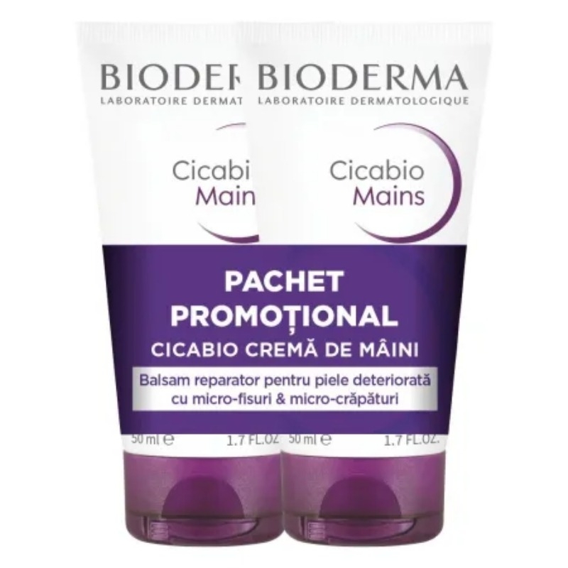 Pachet crema de maini Cicabio, 50 ml + 50 ml, Bioderma