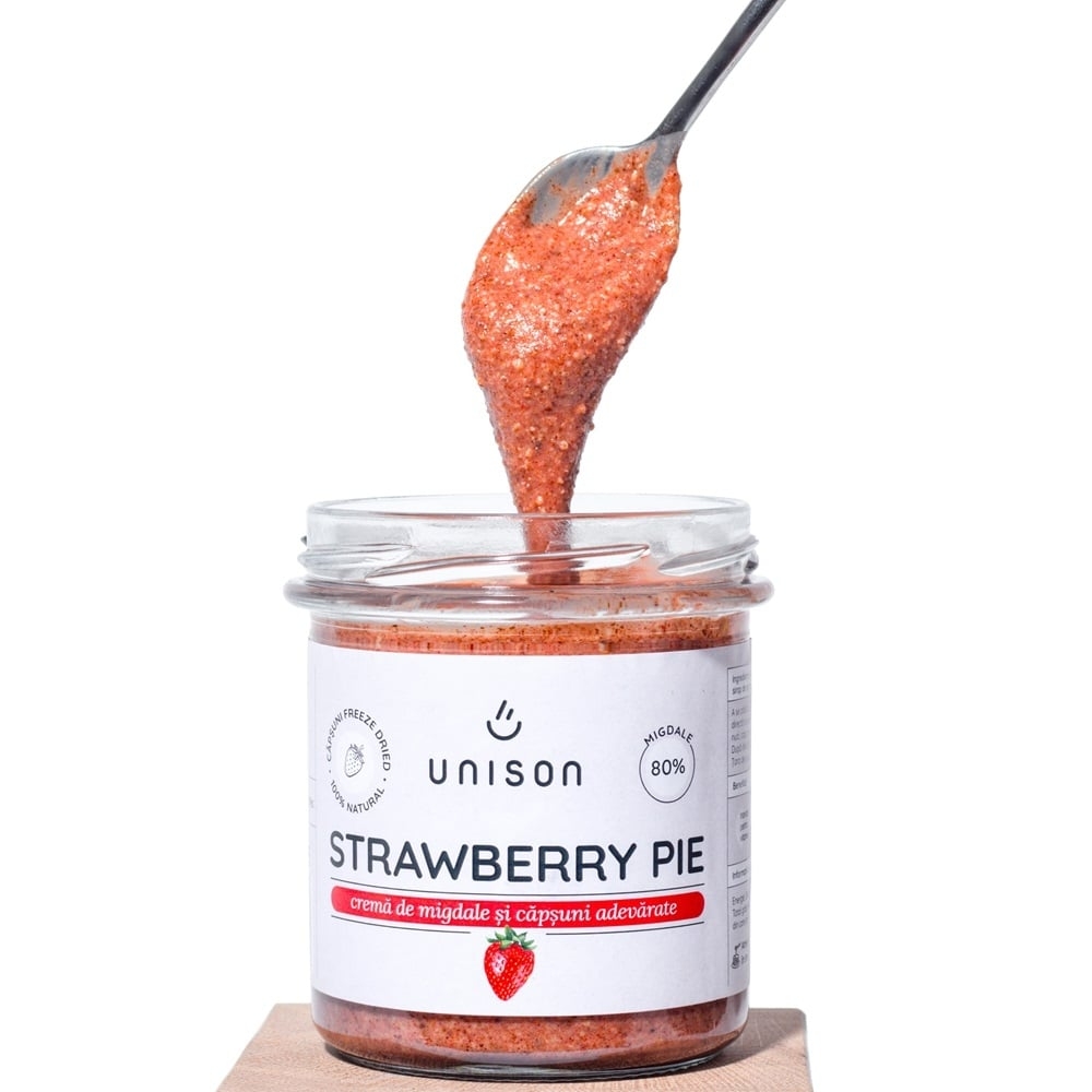 Crema de migdale si capsuni Strawberry Pie, 300 g, Unison