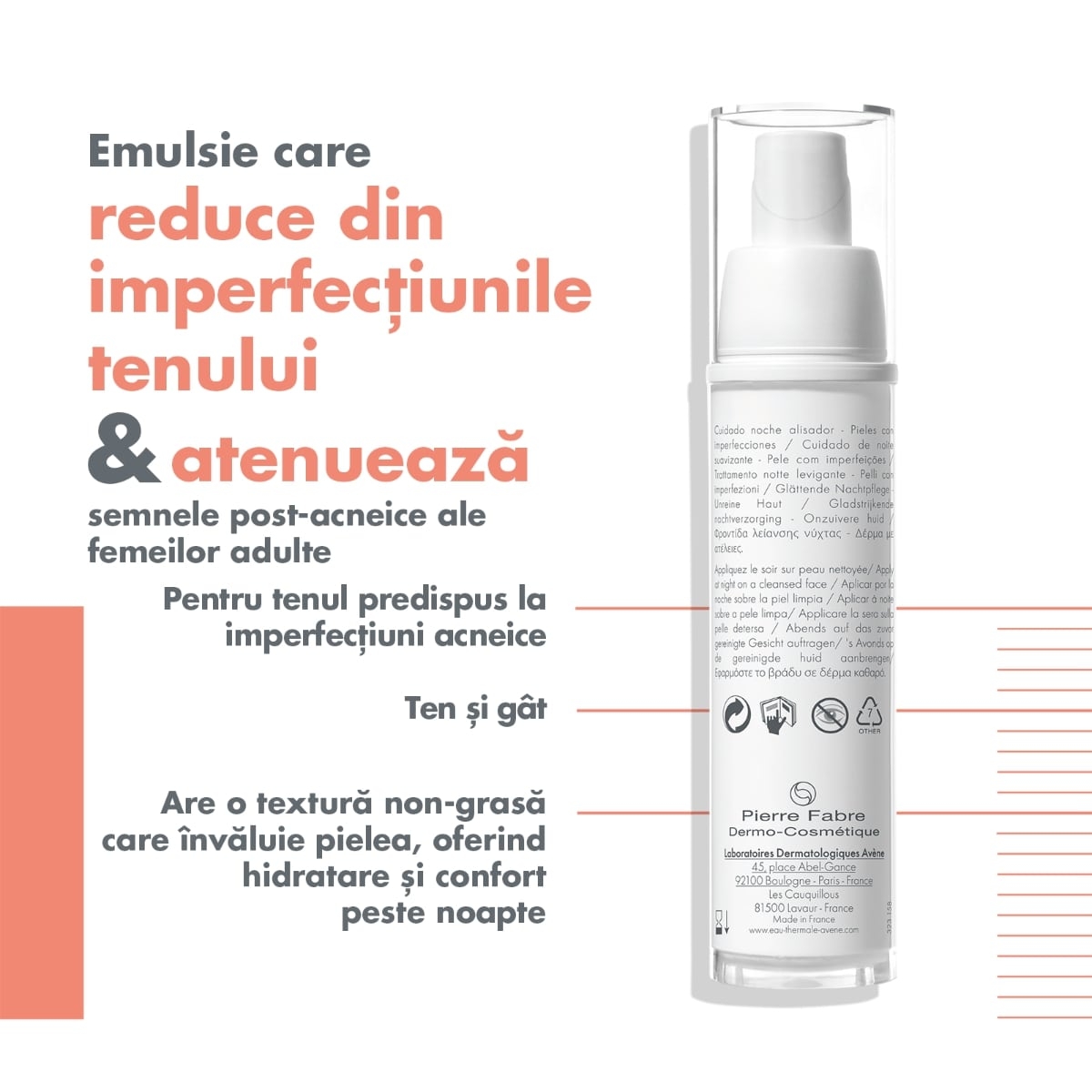 Crema de noapte cu efect de netezire Cleanance Women, 30 ml, Avene