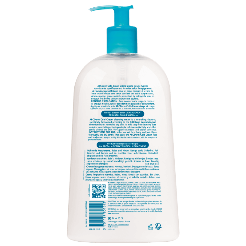 Crema de spalare ABCDerm Cold Cream, 1000 ml, Bioderma