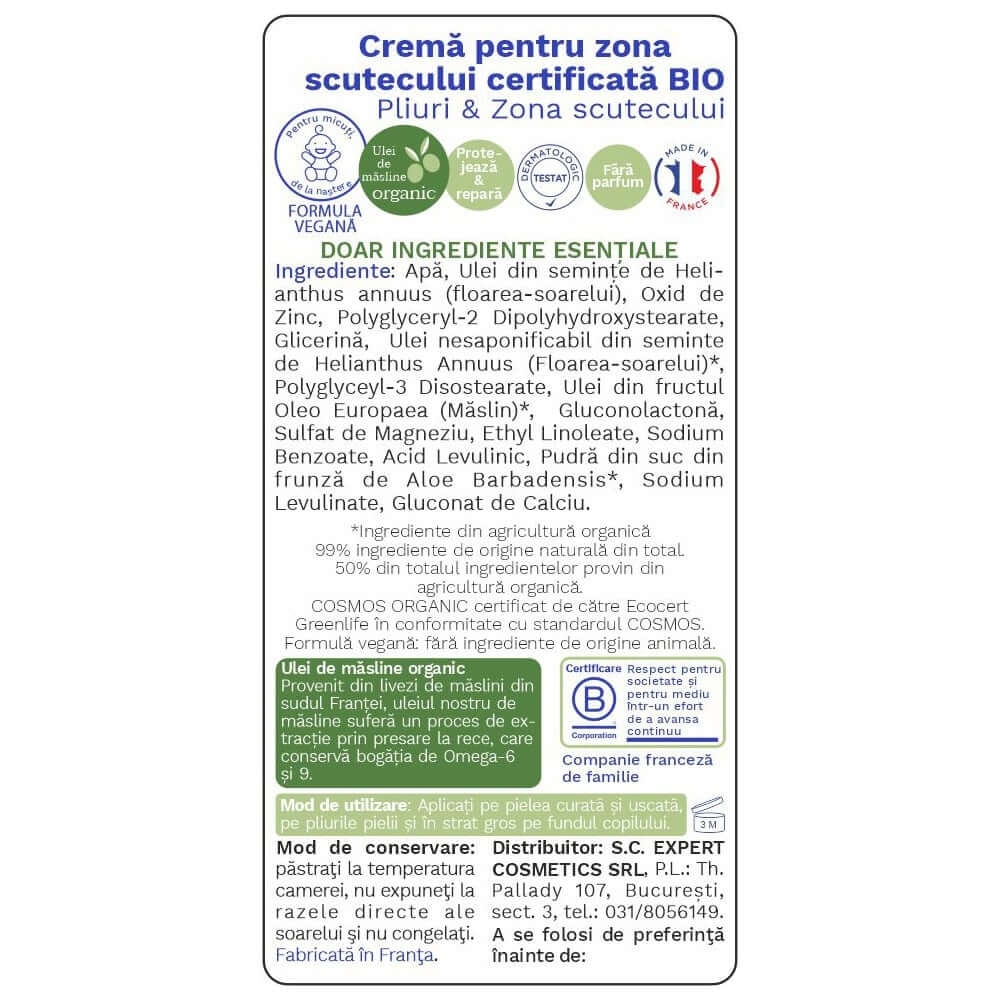 Crema pentru zona scutecului Bio, 75 ml, Mustela