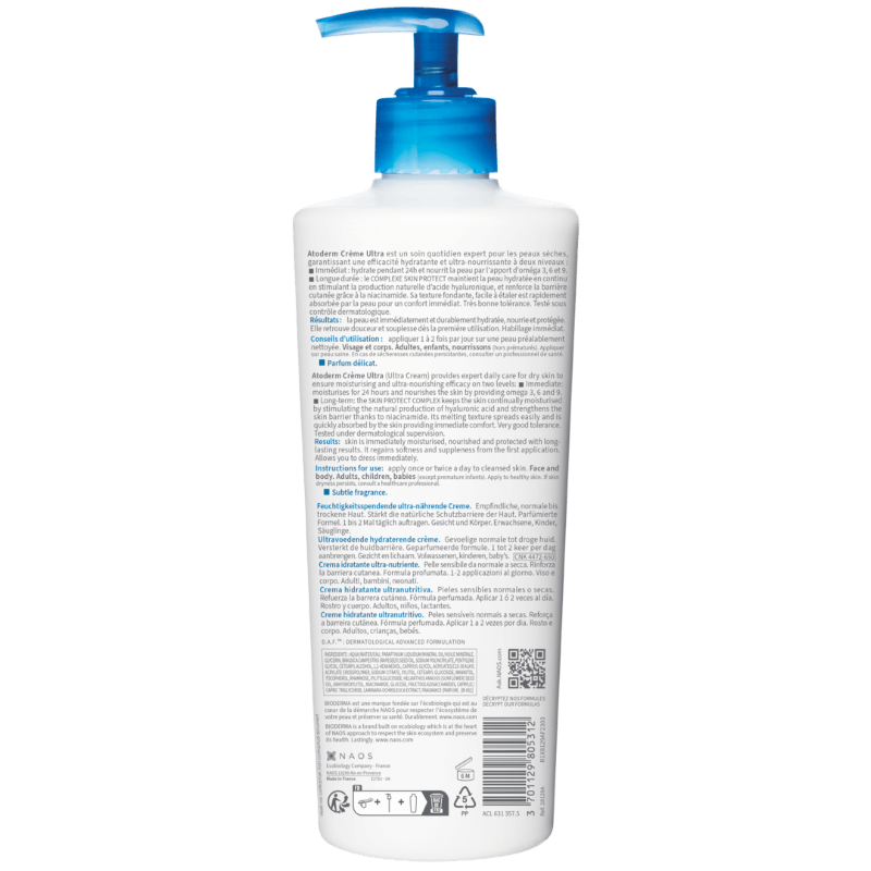 Crema hidratanta parfumata pentru fata si corp Atoderm Ultra, 500 ml, Bioderma
