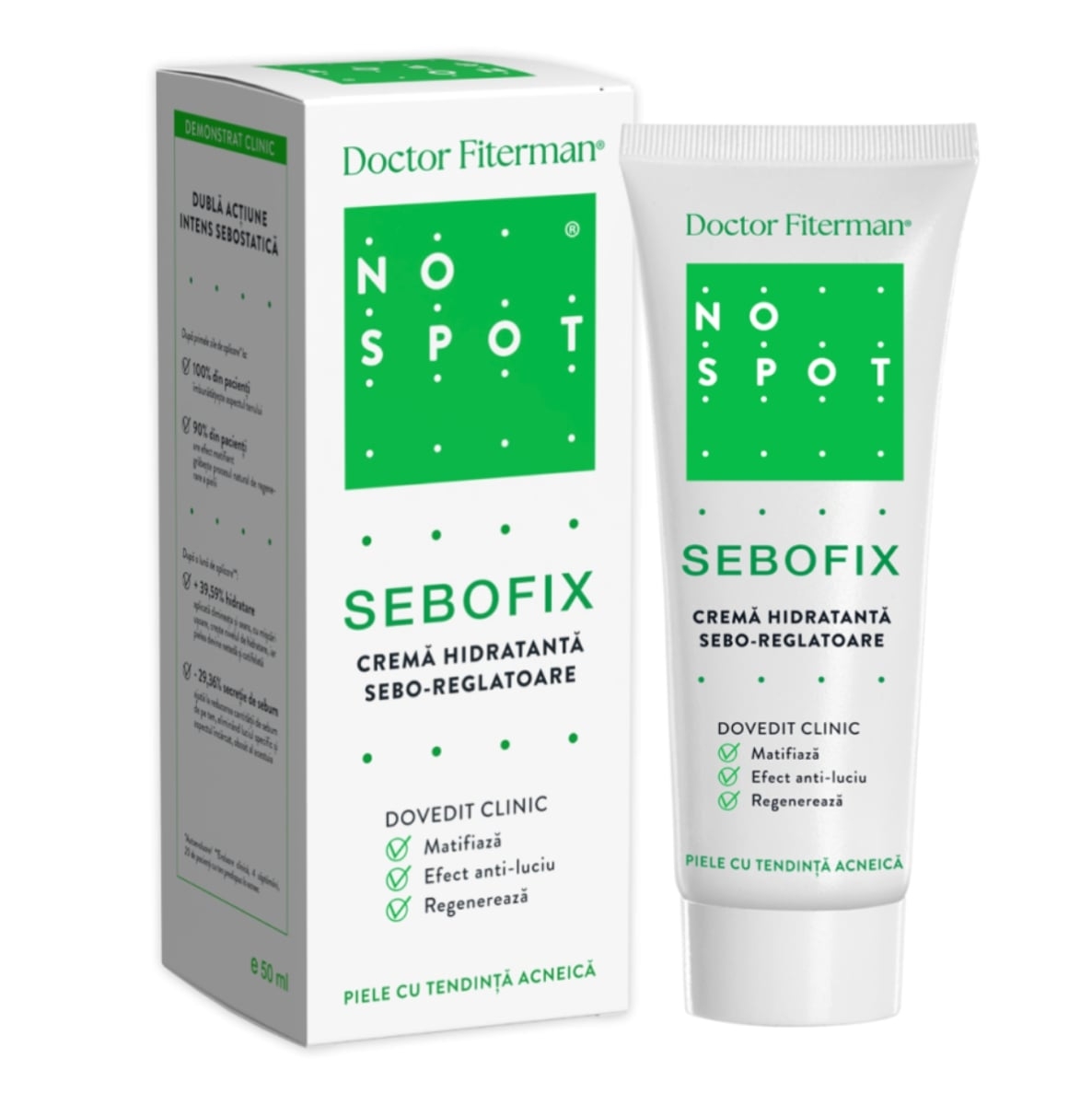Crema hidratanta seboreglatoare No Spot Sebofix, 50 ml, Doctor Fiterman