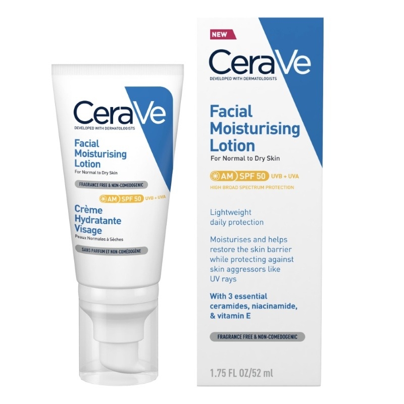 Crema hidratanta SPF 50 ten normal-uscat, 52ml, Cerave