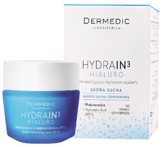 Crema intens hidratanta SPF 15 Hydrain3 Hialuro, 50 g, Dermedic