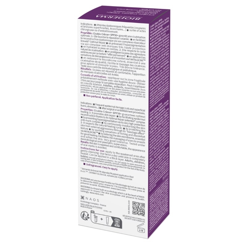 Crema reparatoare Cicabio Creme+ SPF 50+, 40 ml, Bioderma