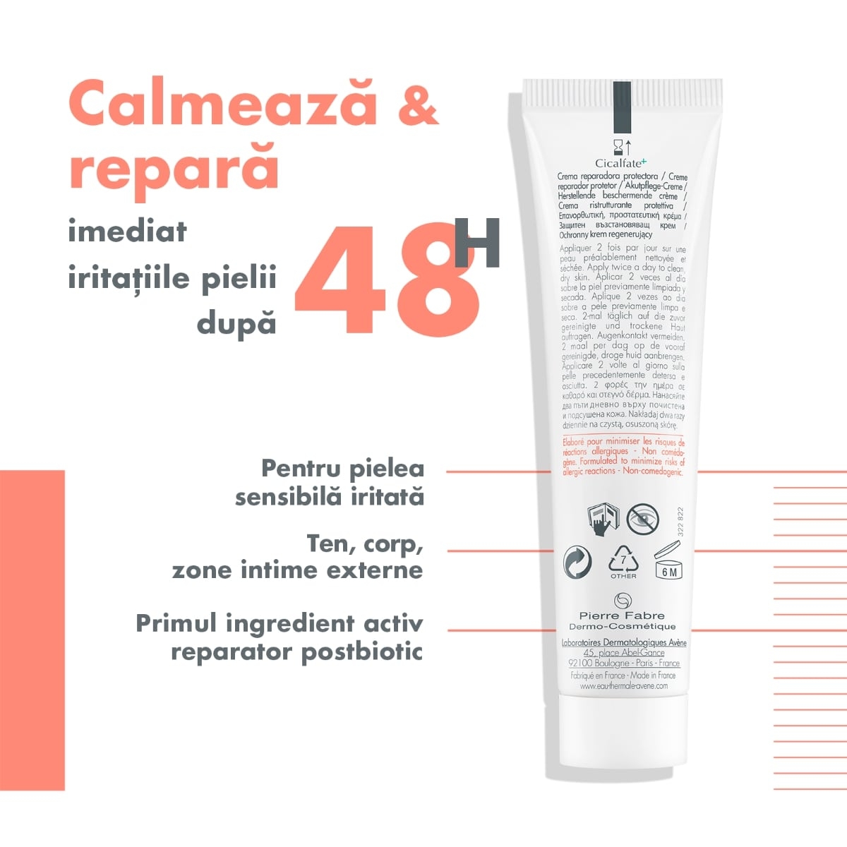 Crema reparatoare si protectoare Cicalfate, 100 ml, Avene