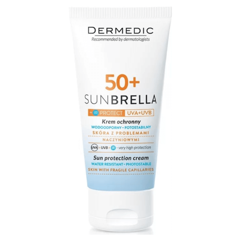 Crema protectie solara SPF 50+ ten normal-uscat si piele sensibila cu capilare fragile Sunbrella, 50 g, Dermedic