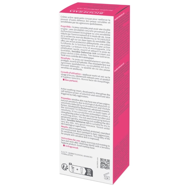 Crema calmanta Sensibio Defensive Rich, 40 ml, Bioderma
