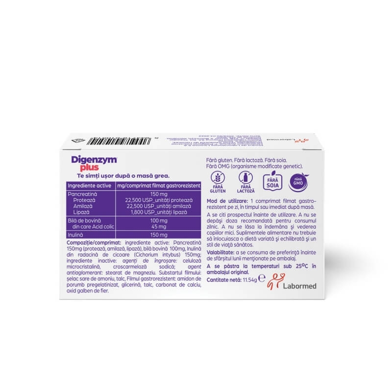 Digenzym Plus, 20 comprimate filmate, Labormed