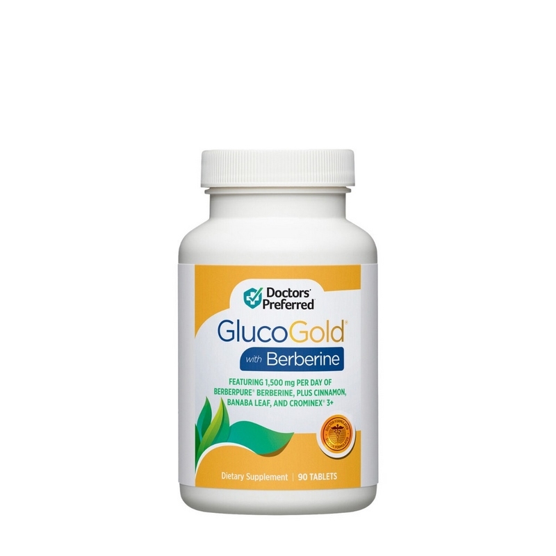 Doctor’s Preferred® GlucGold® with Berberine, Formula Avansata pentru Reducerea Glicemiei cu Berberina, 90 tb, GNC