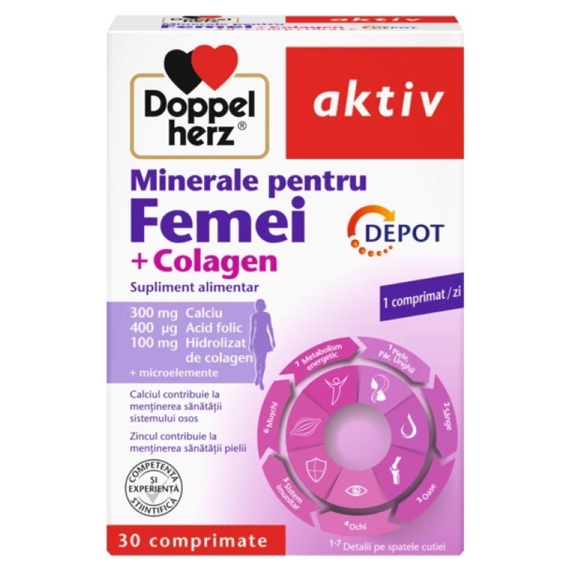 Aktiv Minerale pentru femei + Colagen, 30compr, Doppelherz