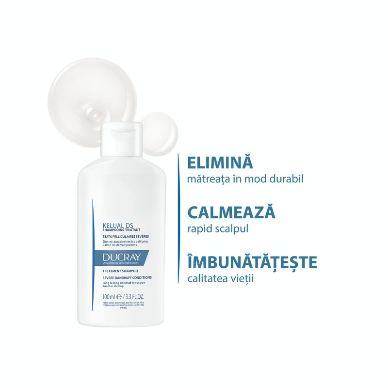 Sampon tratament dermatocosmetic anti-matreata severa Kelual DS, 100 ml, Ducray