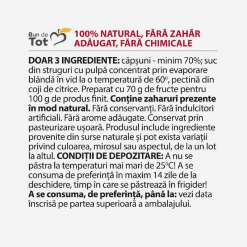 Dulceata de capsuni fara zahar, 360 g, Dacia Plant
