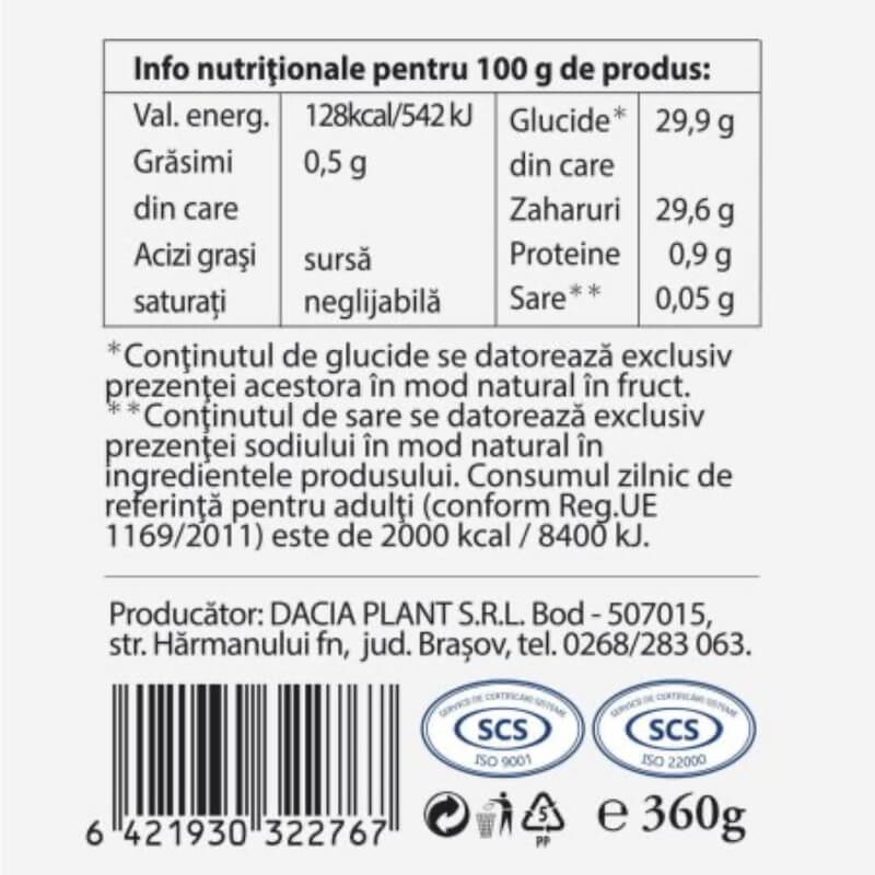 Dulceata de capsuni fara zahar, 360 g, Dacia Plant