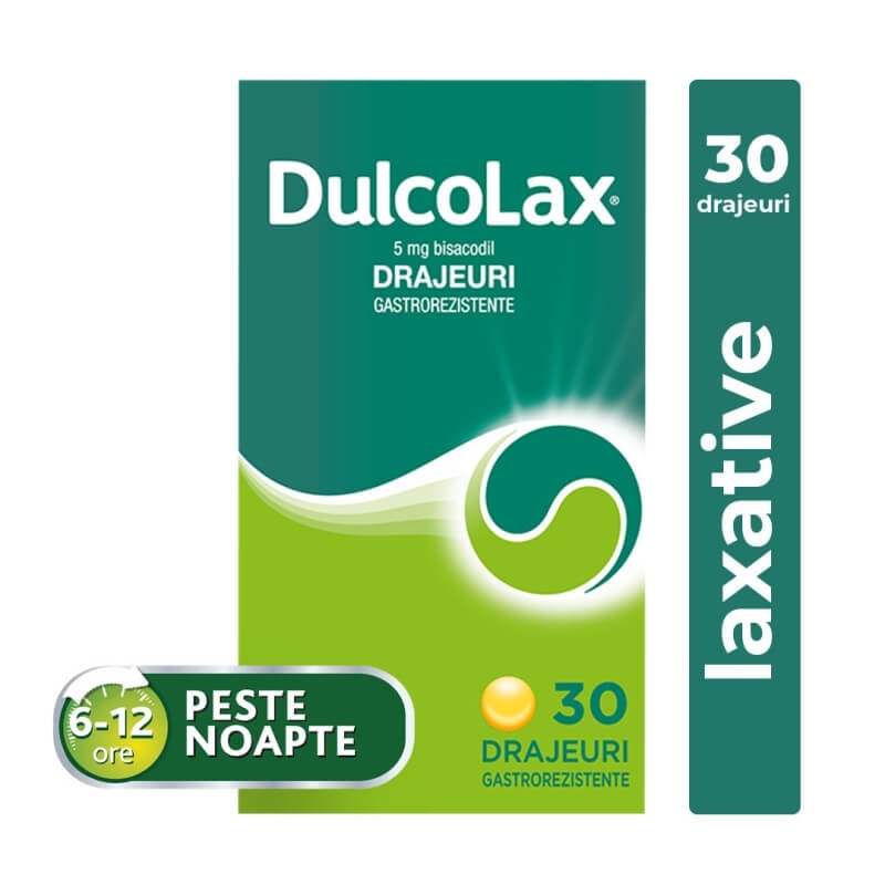 Dulcolax, 5 mg, 30 drajeuri gastrorezistente, Sanofi Dulcolax, 5 mg, 30 drajeuri gastrorezistente, Sanofi