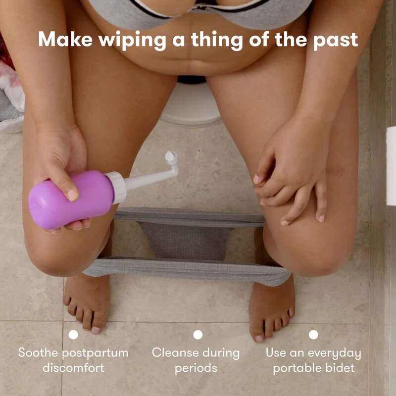 Dus vaginal, FridaBaby, Pentru igiena intima, Util in perioada postpartum, Portabil, 300 ml, Cu punga depozitare, Roz