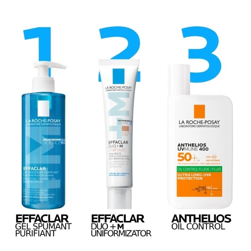 Gel-crema anti-imperfectiuni cu pigment de culoare, Nuanta Medium, Effaclar Duo+M, 40 ml, La Roche-Posay