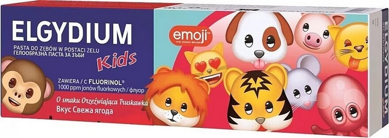 Pasta de dinti pentru copii intre 3 si 6 ani cu aroma de capsuni Kids Emoji, 50 ml, Elgydium