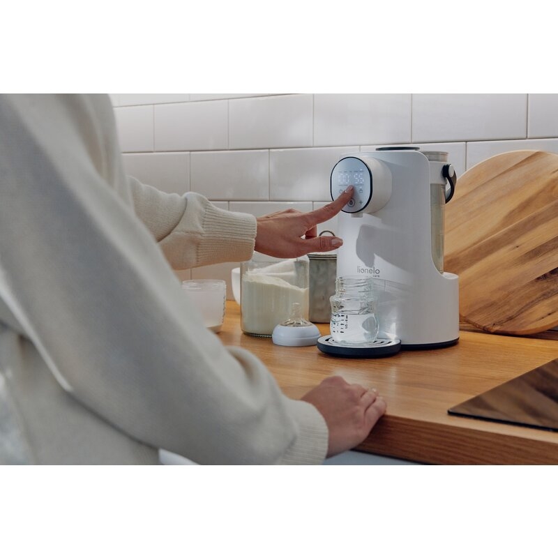 Espressor pentru lapte praf, Lionelo, Baby Presto, Functie declorizare si dozare a apei, Cu afisaj digital LED, Cu rezervor de 2 L, Alb