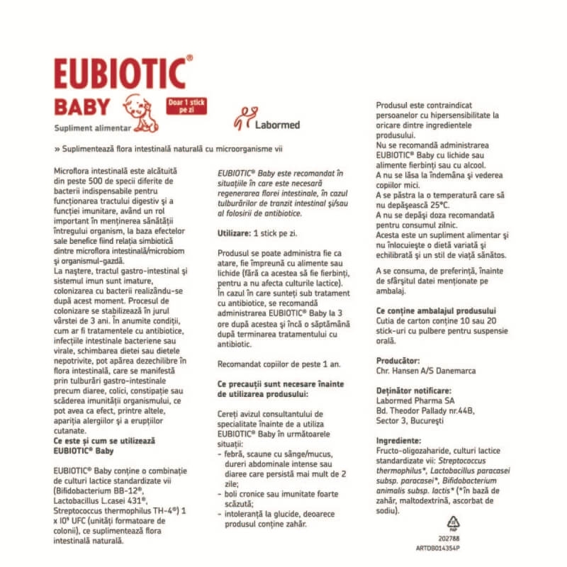 Eubiotic Baby, 10 stick-uri, Labormed