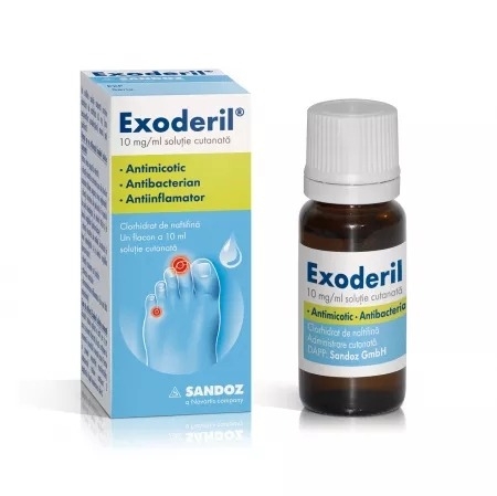 Exoderil solutie, 10 mg/ml, 10 ml, Sandoz Exoderil solutie, 10 mg/ml, 10 ml, Sandoz