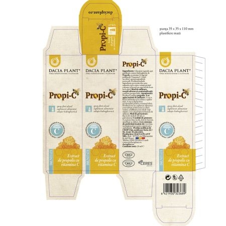 Spray fara alcool cu extract de propolis si vitamina C Propi-C, 20 ml, Dacia Plant