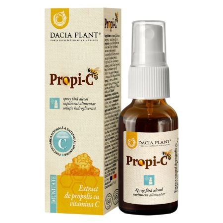 Spray fara alcool cu extract de propolis si vitamina C Propi-C, 20 ml, Dacia Plant
