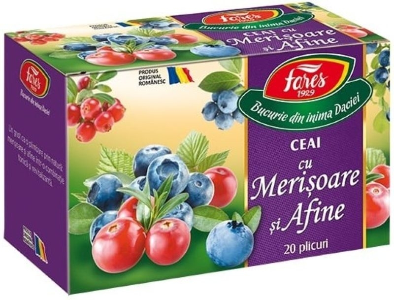 Ceai cu merisoare si afine, 20 plicuri, Fares