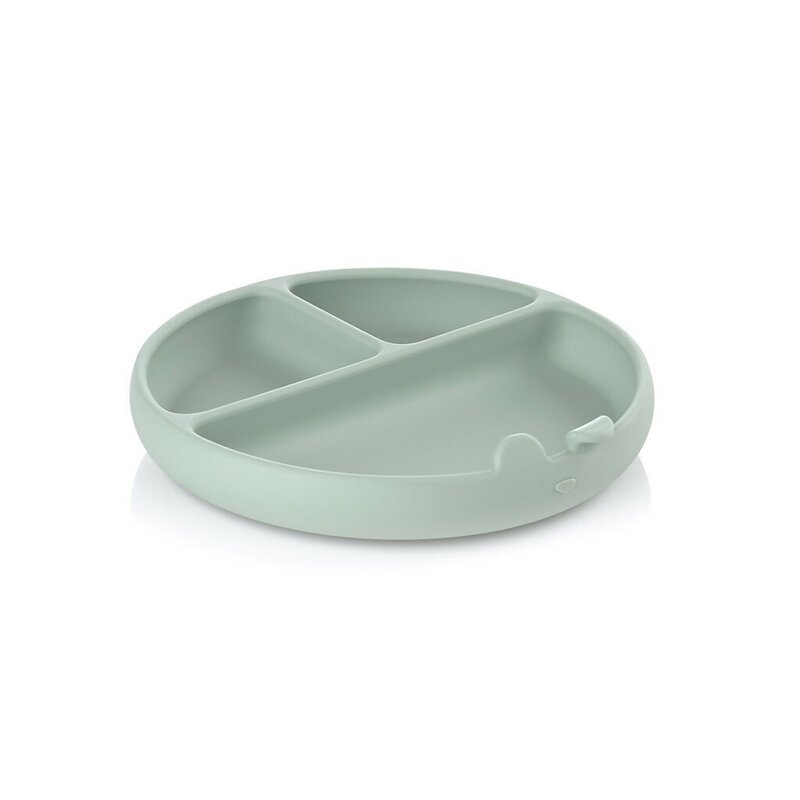 Farfurie BLW, Din silicon, Cu ventuze, 17 x 17 x 4 cm, BPA Free, Mint