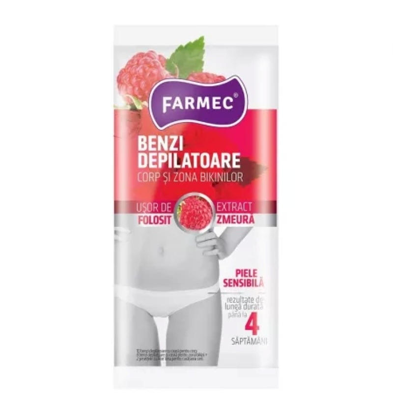 Benzi depilatoare pentru corp si zona bikinilor, 10 + 4 buc, Farmecor, Farmec