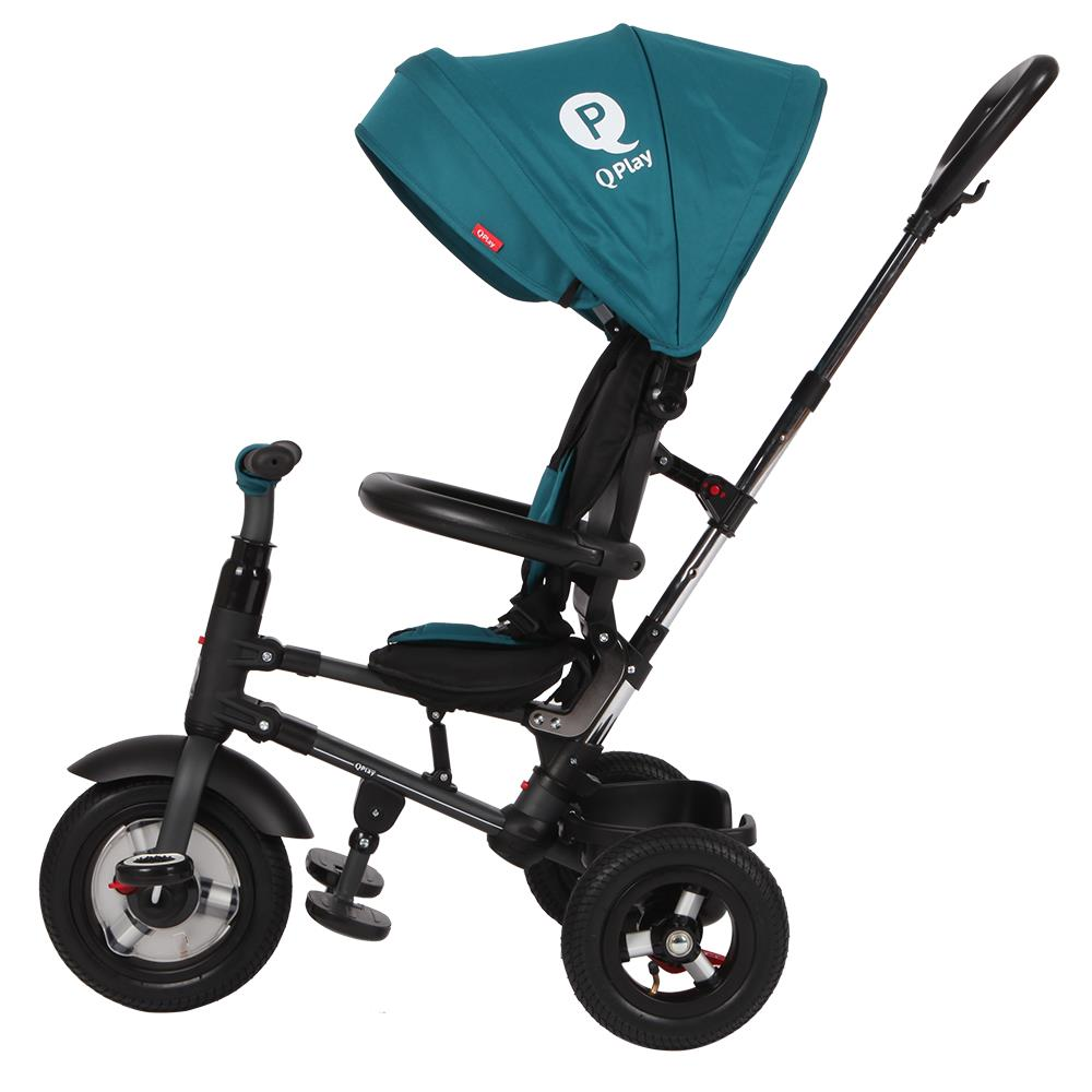 Tricicleta cu roti de cauciuc Qplay Rito Rubber Albastru Inchis