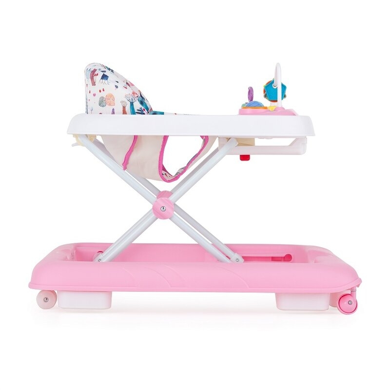 Premergator, Feedo, Pliabil, Cu panou de joaca inclus, Cu inaltime reglabila in 3 pozitii, Cu sistem de franare, Dezvolta abilitatile motorii si senzoriale, Greutate maxima suportata 12 kg, 6 luni+, Red