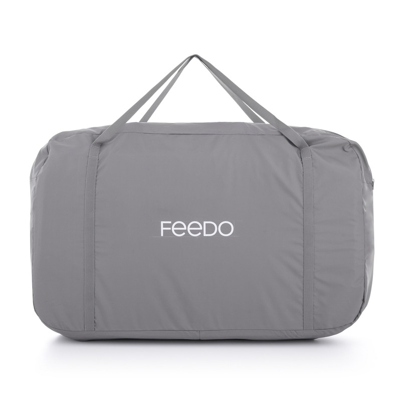 Feedo - Patut co-sleeper, Pliabil, Reglabil in 5 pozitii, Cu laterala detasabila, Include geanta de transport si salteluta, Cu roti, Greutate maxima suportata 9 kg, 0-5 luni, Gri