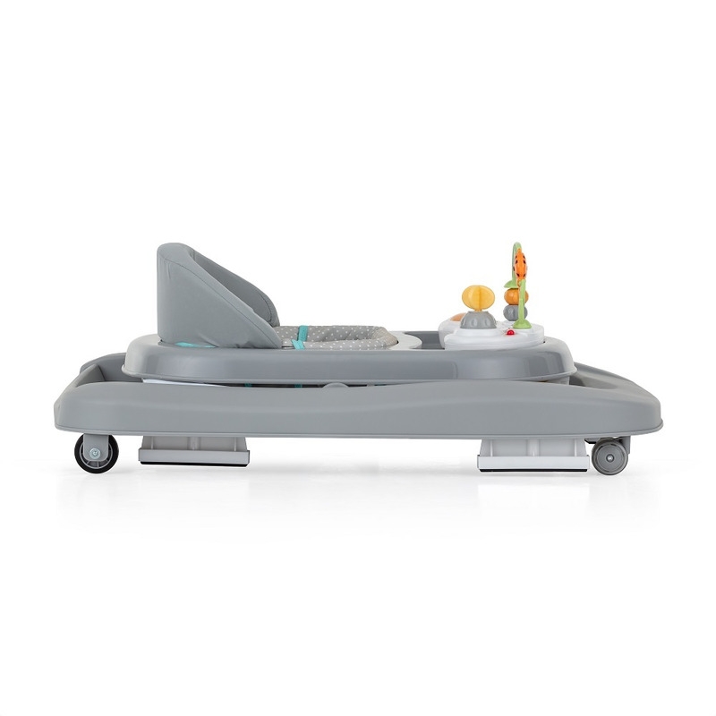 Feedo - Premergator, Pliabil, Cu panou de joaca inclus, Cu inaltime reglabila in 3 pozitii, Cu sistem de franare, Dezvolta abilitatile motorii si senzoriale, Greutate maxima suportata 12 kg, 6 luni+, Gri