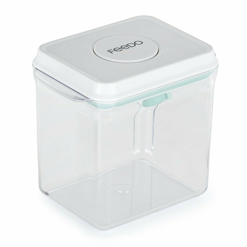 Feedo - Recipient depozitare lapte praf, 1700 ml, Capac etans, Din plastic, Fara BPA, Turcoaz