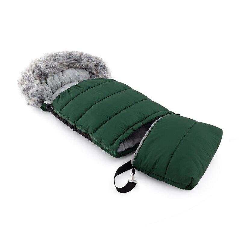 Feedo - Sac de iarna, Multifunctional, Poate fi utilizat ca geanta prin desfacerea fermoarului, Atasabil la carucior, 110 cm, 0-3 ani, Verde
