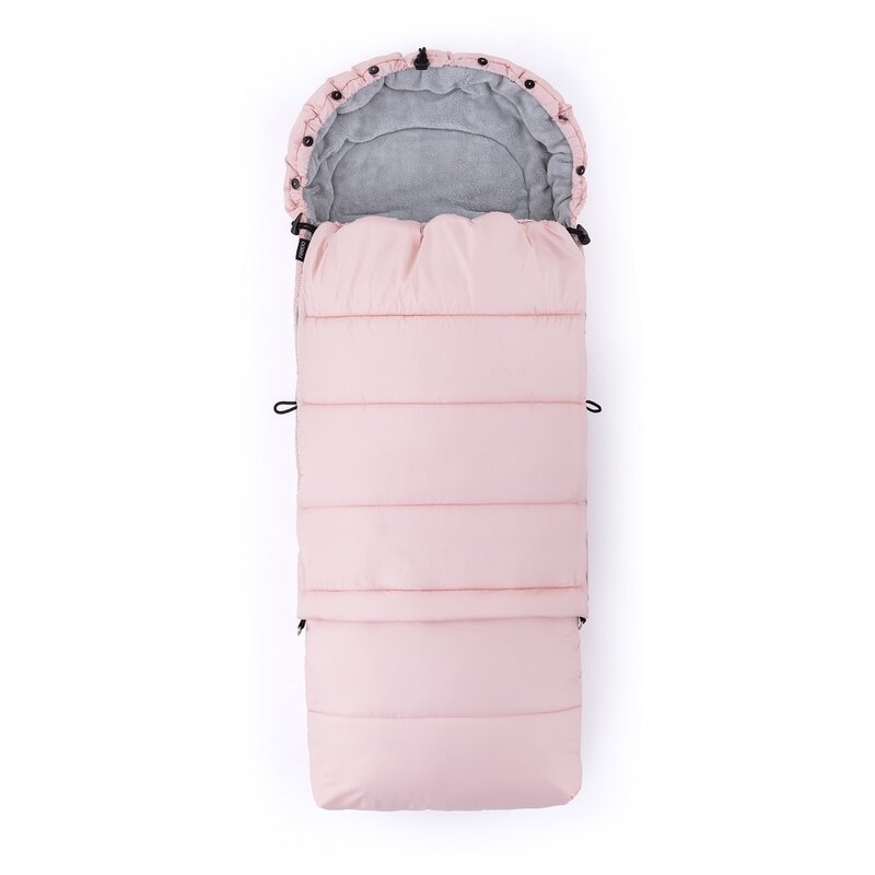 Feedo - Sac de iarna, Multifunctional, Poate fi utilizat ca geanta prin desfacerea fermoarului, Atasabil la carucior, Lana, 110 cm, 0-3 ani, Roz