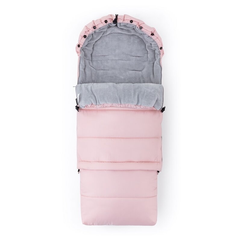 Feedo - Sac de iarna, Multifunctional, Poate fi utilizat ca geanta prin desfacerea fermoarului, Atasabil la carucior, Lana, 110 cm, 0-3 ani, Roz