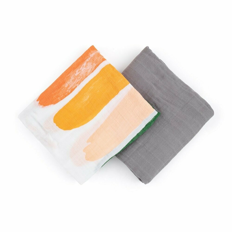 Feedo - Set 2 museline din bambus, Multifunctionale, Hipoalergenice, Cu indicator de varsta, Conform standardului european de securitate Oeko-Tex 100, Dimensiuni mari:120x120 cm, Multicolor