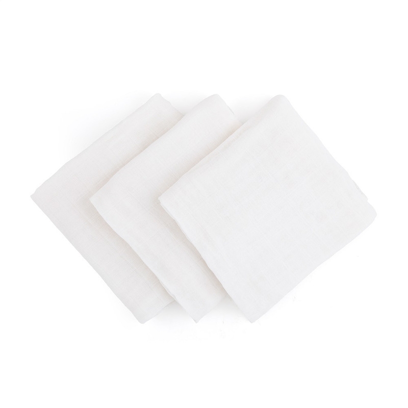 Feedo - Set 3 scutece din muselina, Multifunctionale, Din bumbac certificat Oeko-Tex Standard 100, 68x68 cm, 0 luni+, Alb
