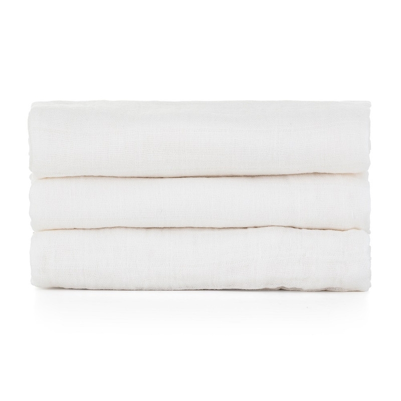 Feedo - Set 3 scutece din muselina, Multifunctionale, Din bumbac certificat Oeko-Tex Standard 100, 68x68 cm, 0 luni+, Alb