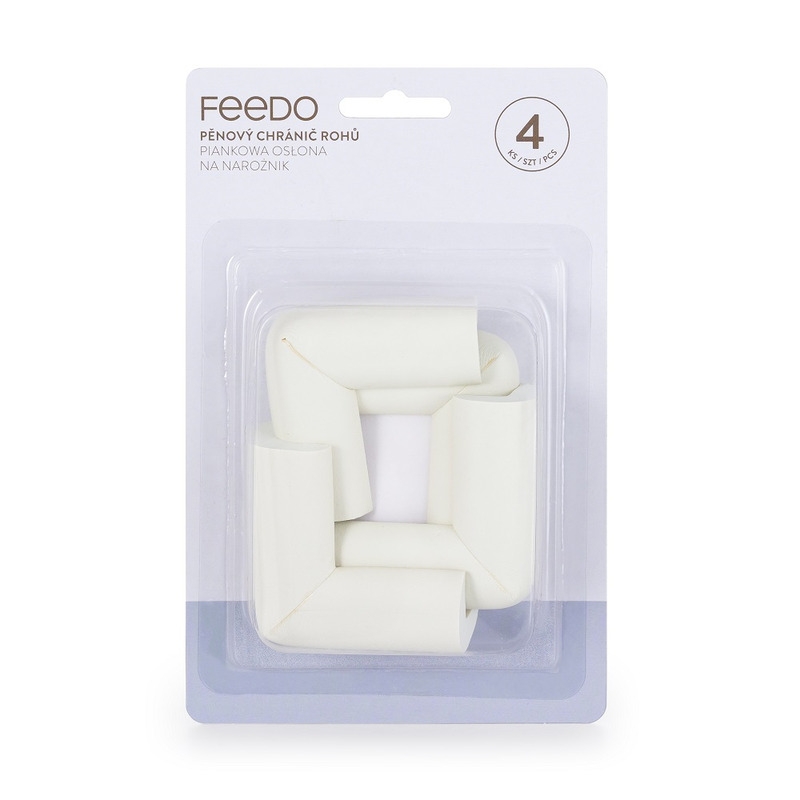 Feedo - Set protectii pentru colturi ascutite, Absorbtie a socurilor, Din spuma, Cu adeziv, 5 x 5 x 2 cm, 4 bucati, Alb
