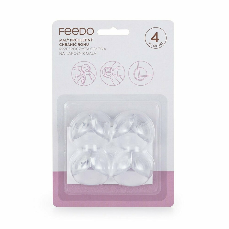 Feedo - Set protectii pentru colturi ascutite, Usor de instalat, 3.6 x 3.6 x 2.7 cm, 4 bucati, Transparent