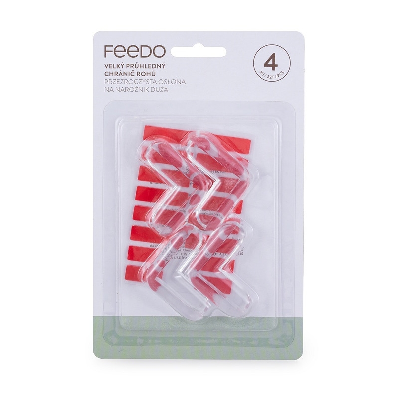 Feedo - Set protectii pentru colturi ascutite, Usor de instalat, 4 x 4 x 1.5 cm, 4 bucati, Transparent