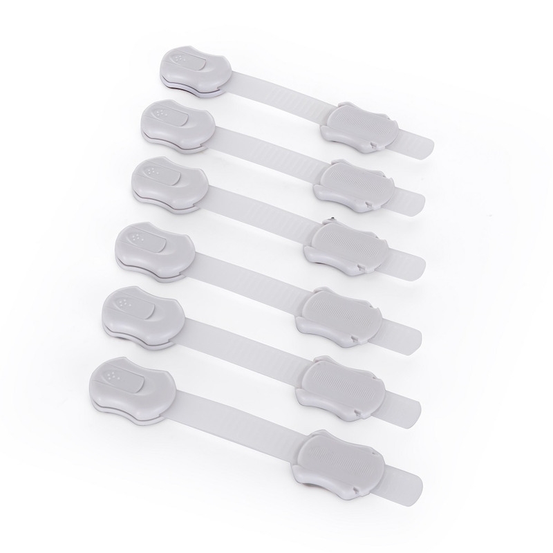 Feedo - Set sisteme de siguranta pentru mobilier, Universale, Cu lungime reglabila, 19 x 3.4 cm, Distanta 2-11 cm, 6 bucati, Alb