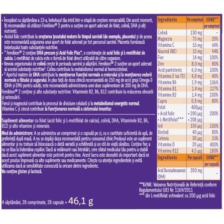 Femibion 2 sarcina si alaptare, 28 comprimate + 28 capsule, Dr. Reddys