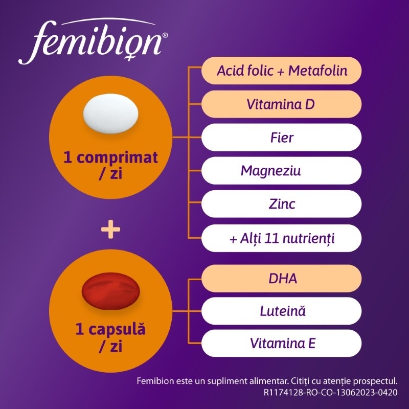Femibion 2 sarcina si alaptare, 28 comprimate + 28 capsule, Dr. Reddys